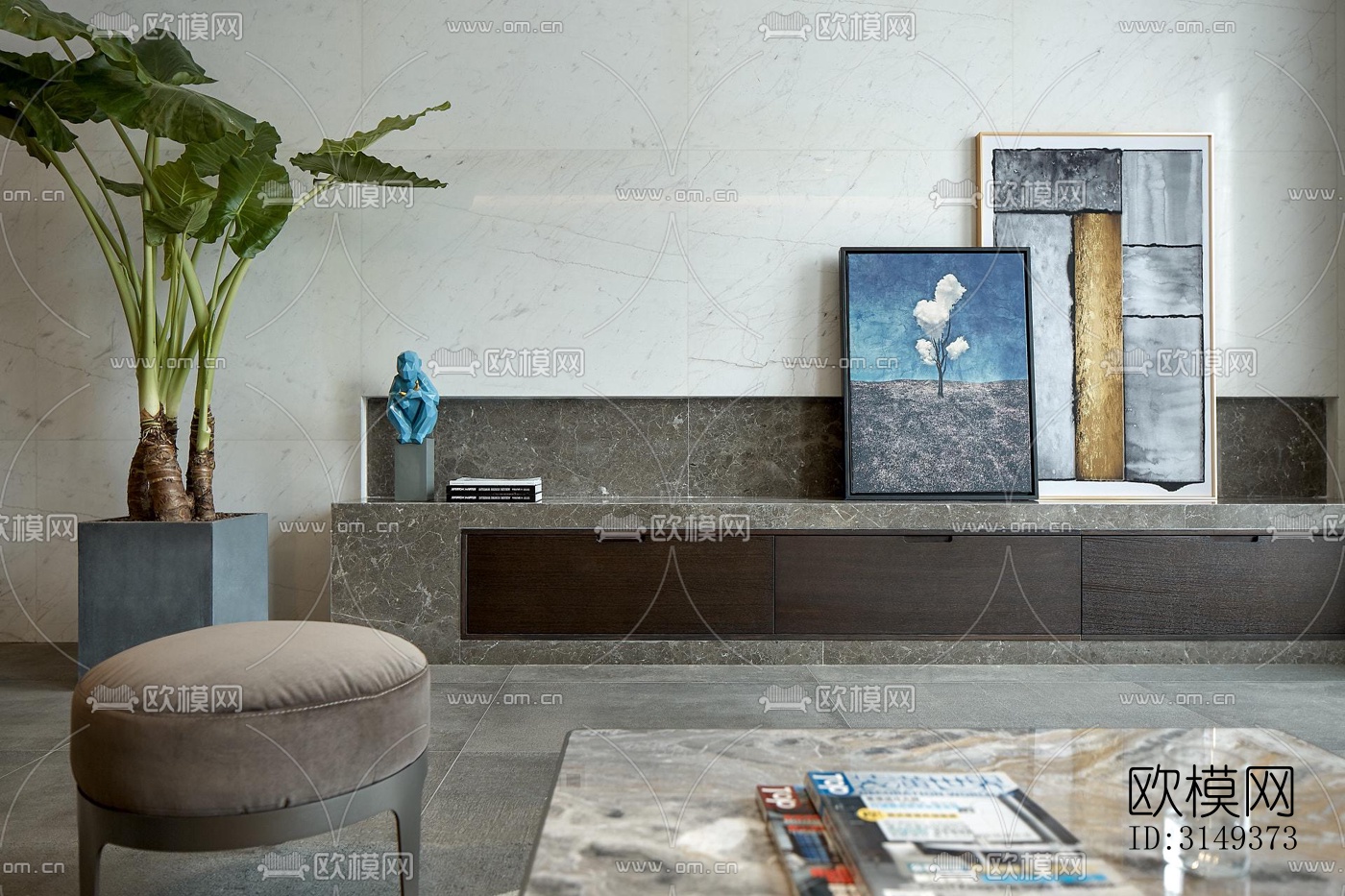 现代平层效果图下载（渲染图3）