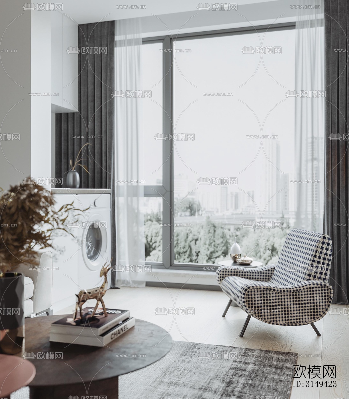 现代平层效果图下载（渲染图3）