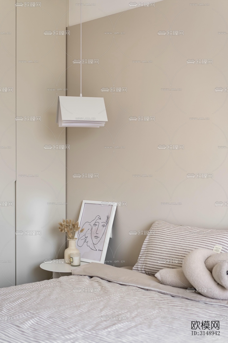 奶油风平层效果图下载（渲染图16）