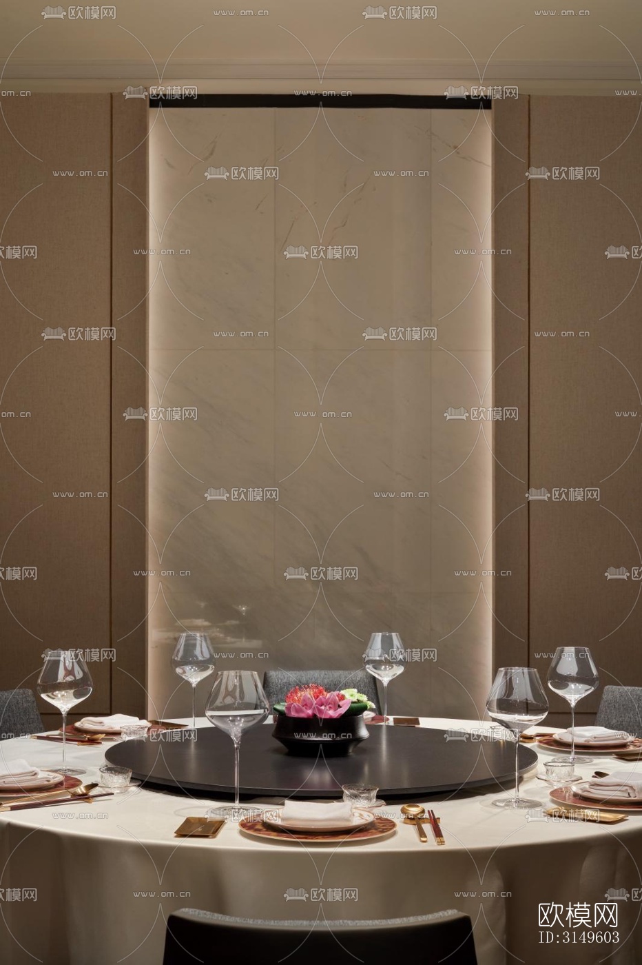 新中式餐厅效果图下载（渲染图13）