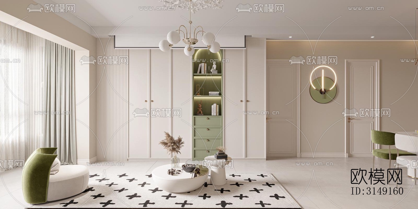 法式平层效果图下载（渲染图7）