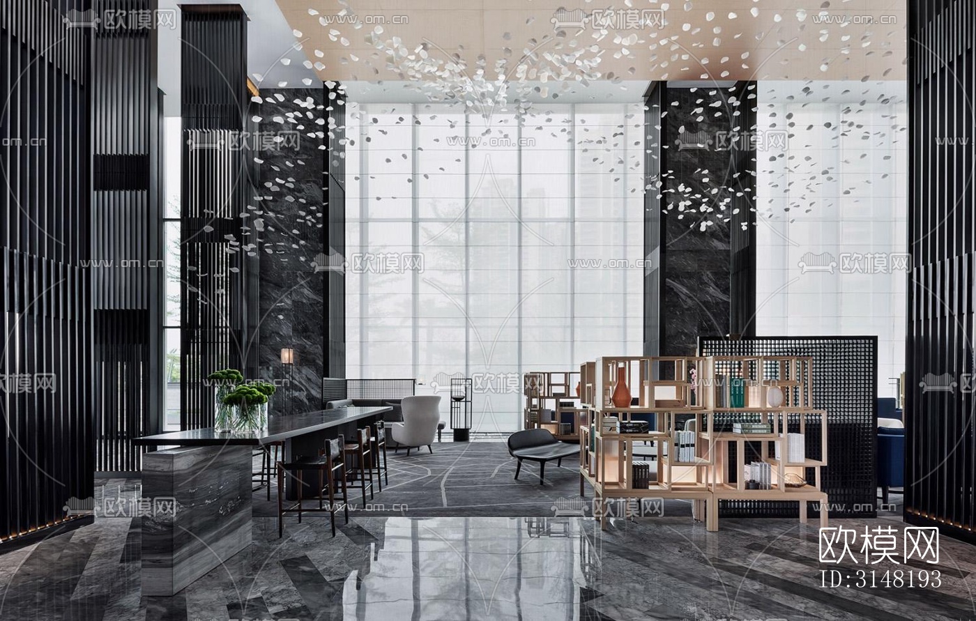 高级灰酒店民宿效果图下载（渲染图7）