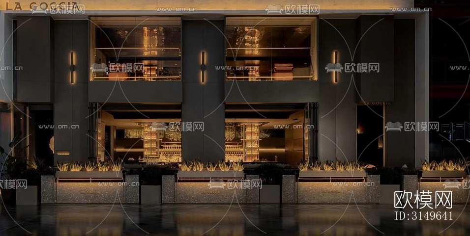 高級(jí)灰商業(yè)建筑效果圖下載(渲染圖2)