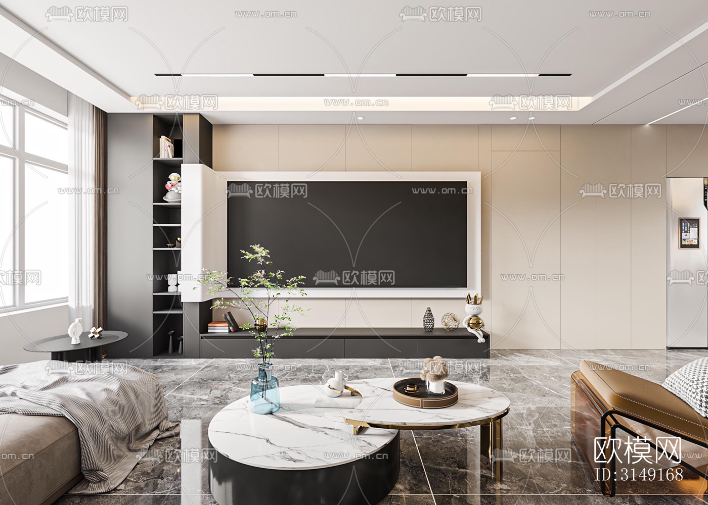 现代平层效果图下载（渲染图1）