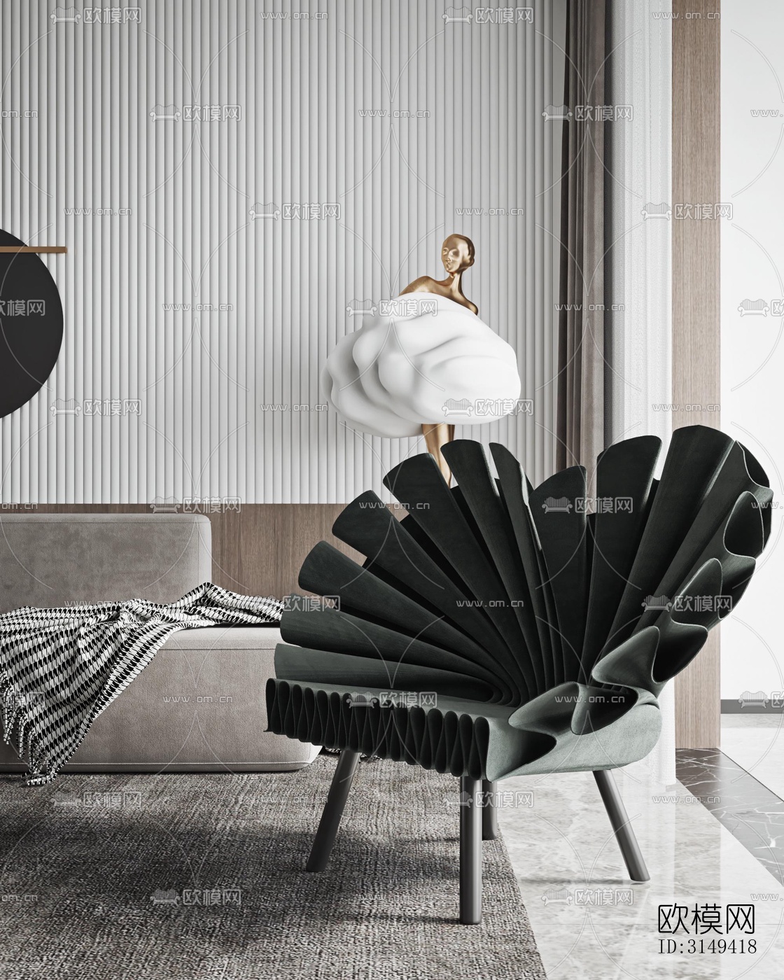 现代平层效果图下载（渲染图9）