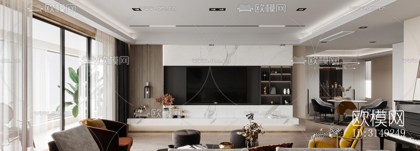 现代平层效果图下载（渲染图6）