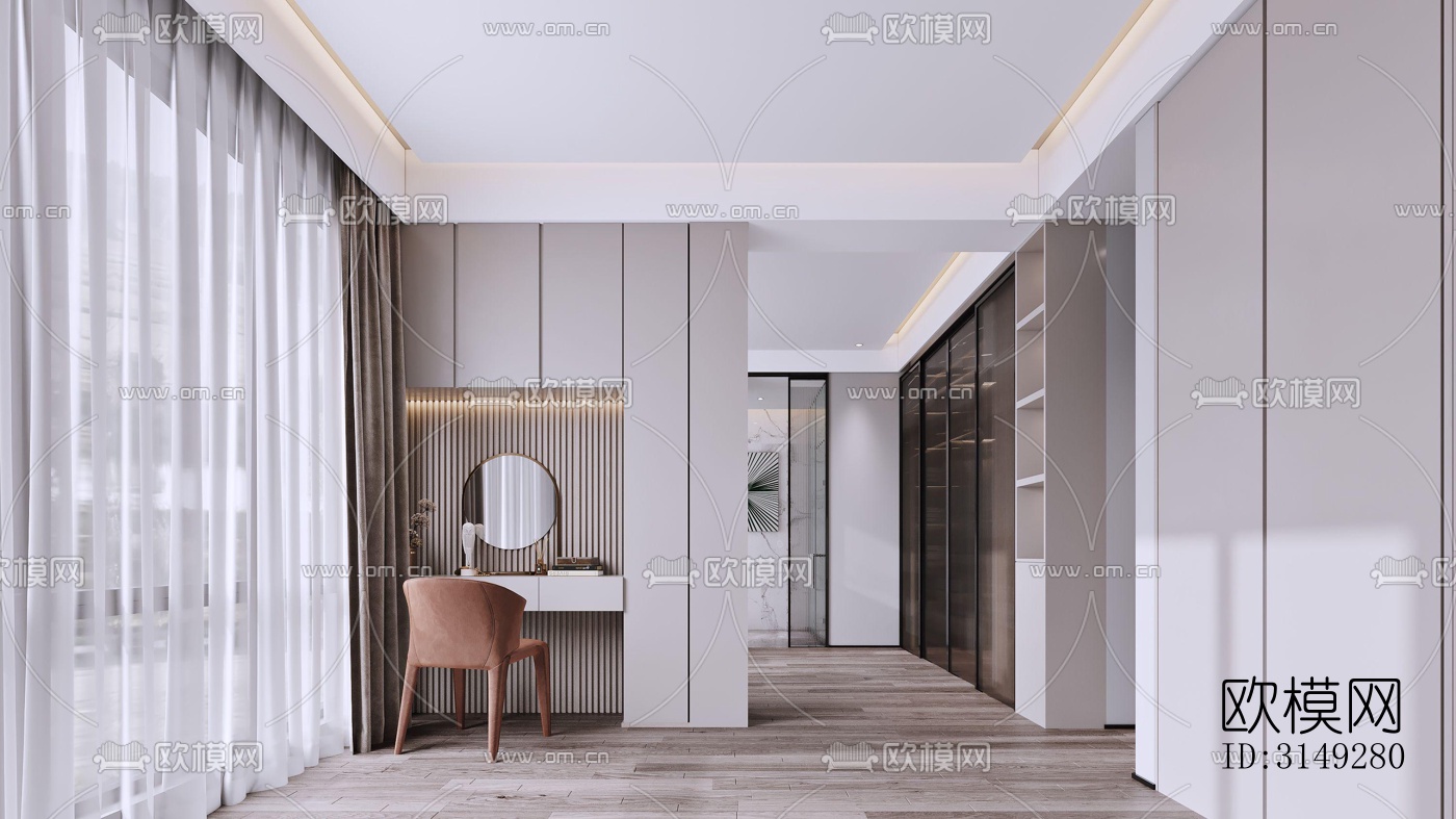 现代平层效果图下载（渲染图3）