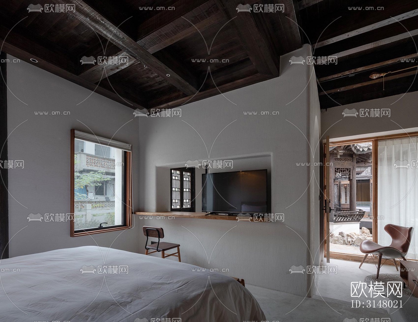 新中式酒店民宿效果图下载（渲染图4）