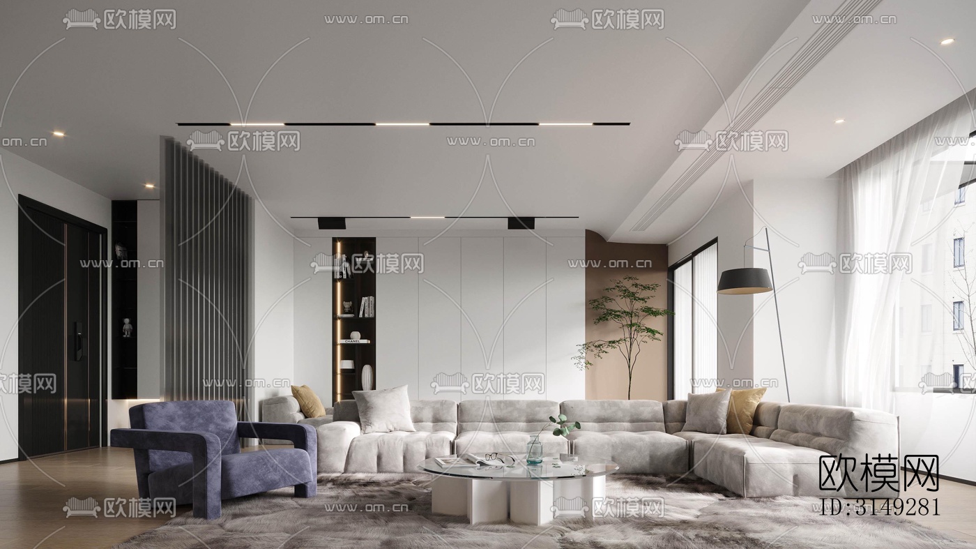 现代平层效果图下载（渲染图8）