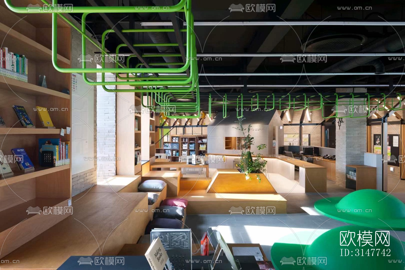 现代图书馆效果图下载（渲染图7）