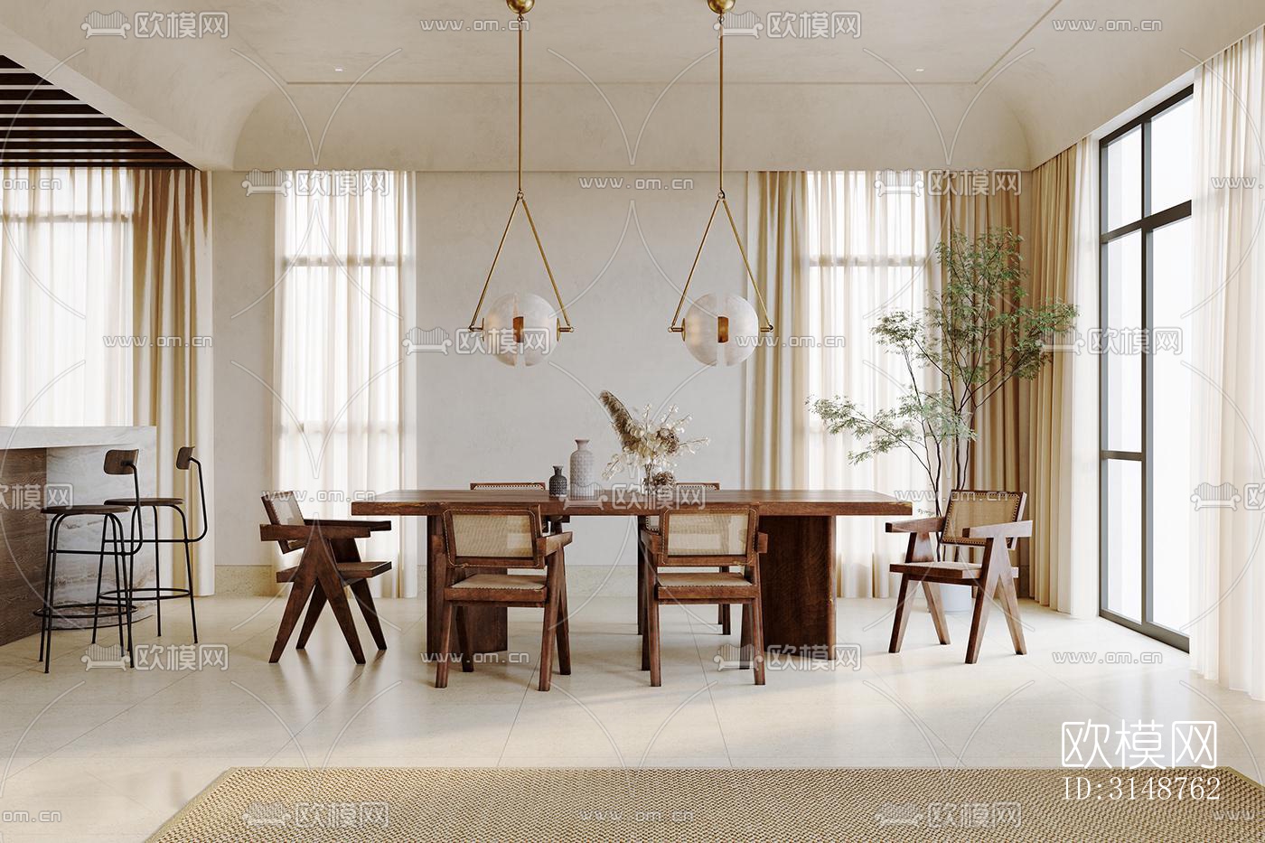 侘寂平层效果图下载（渲染图6）