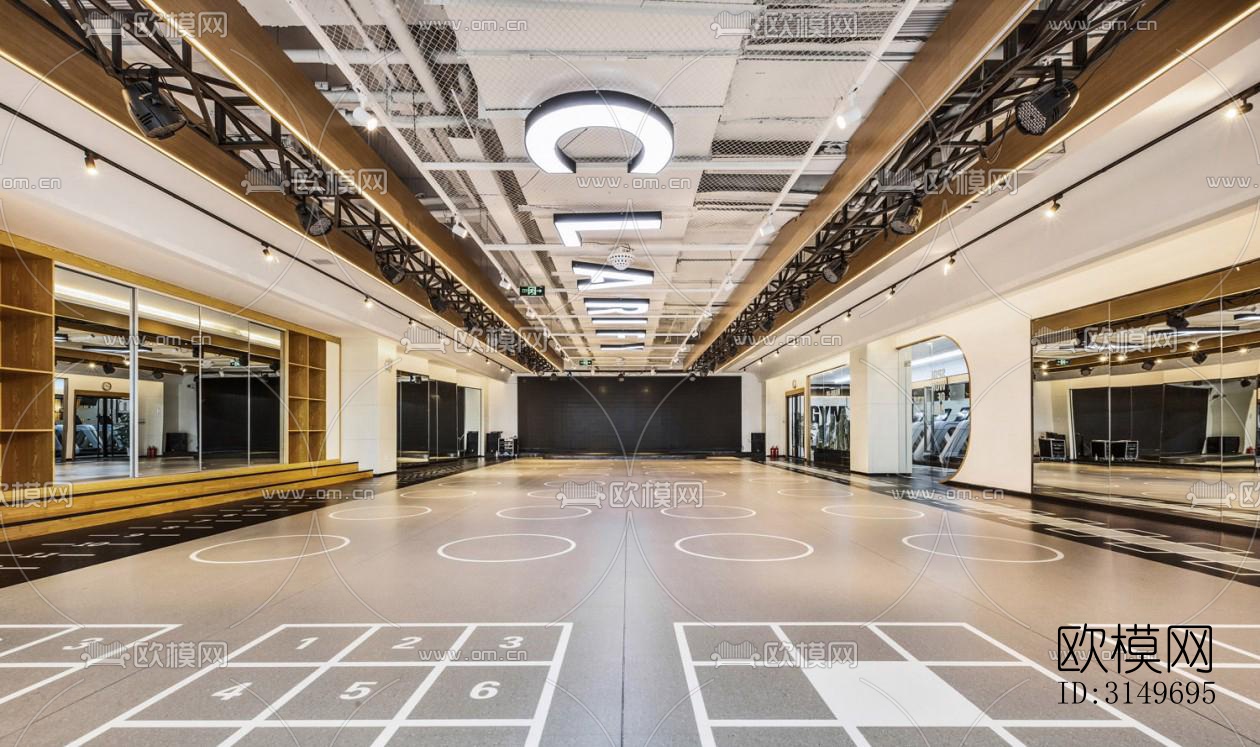 现代健身房效果图下载（渲染图1）
