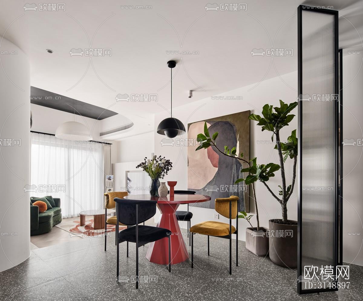 后现代平层效果图下载（渲染图1）