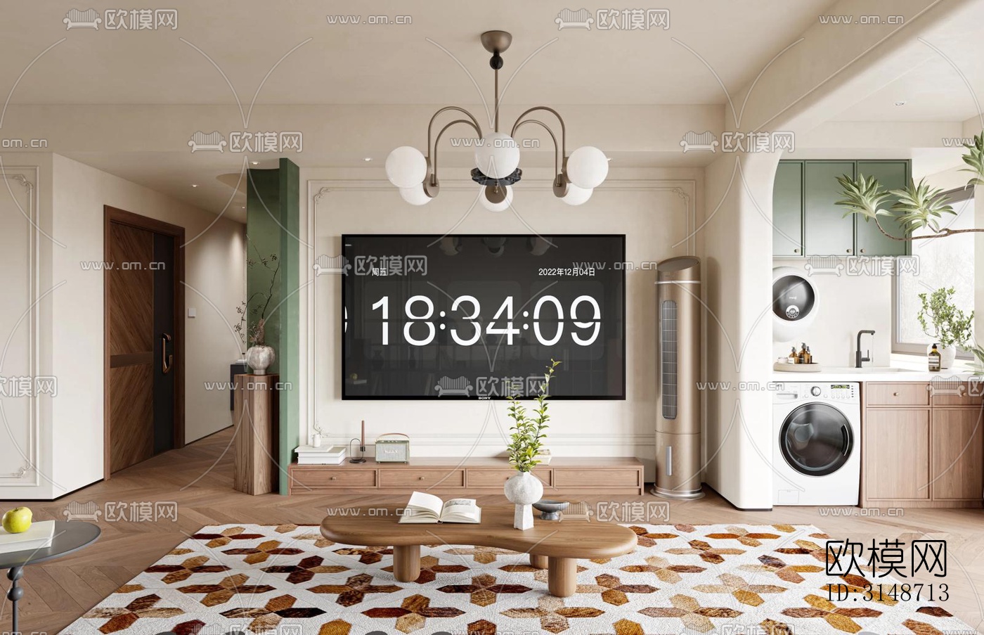 中古风平层效果图下载（渲染图3）