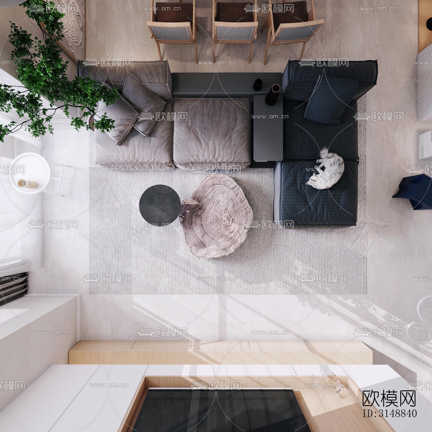 北欧平层效果图下载（渲染图1）