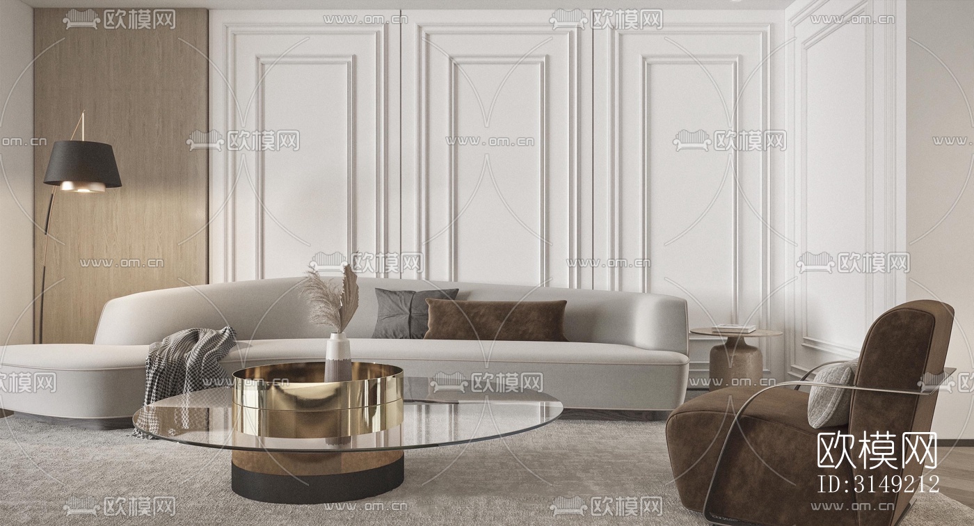 现代平层效果图下载（渲染图1）