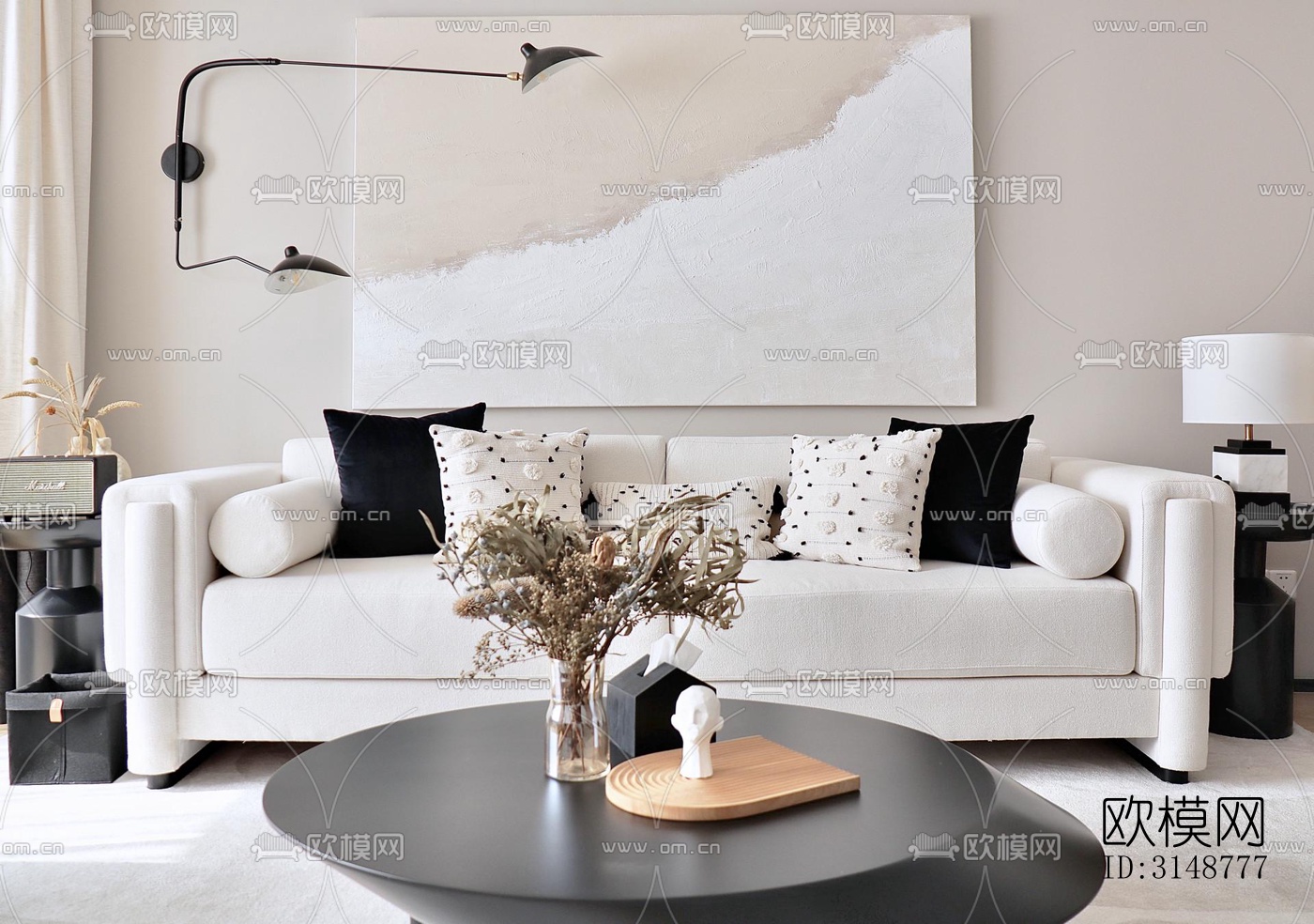 侘寂平层效果图下载（渲染图2）