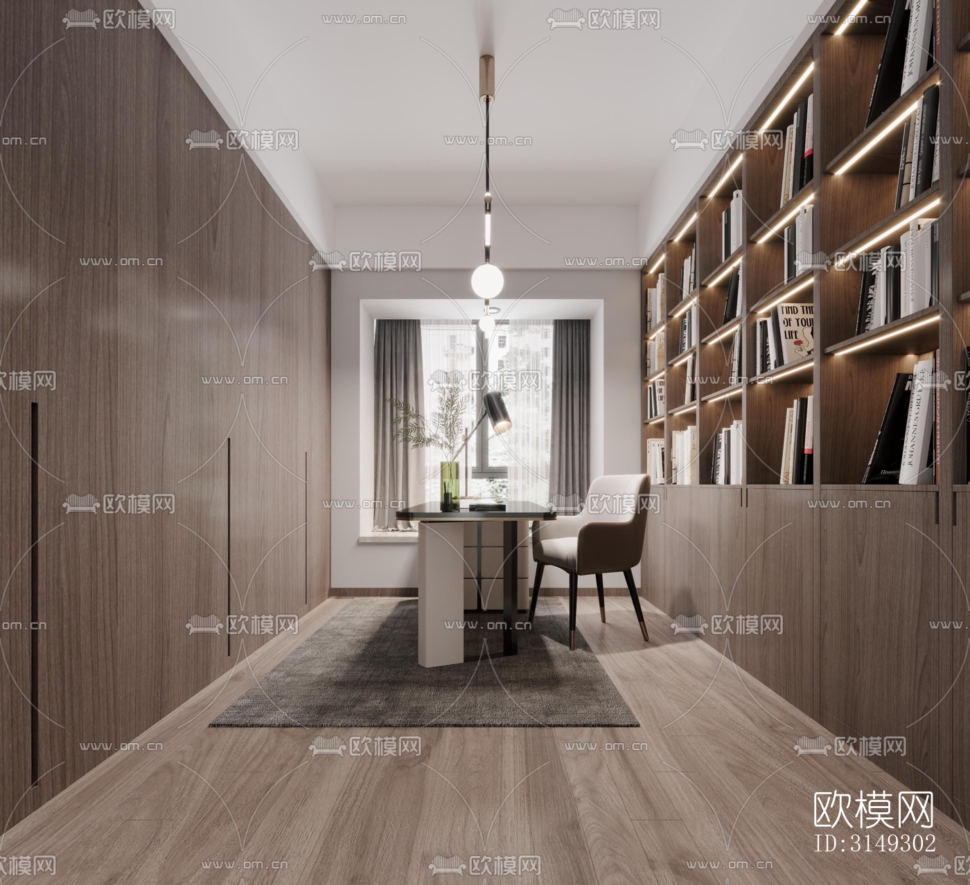 现代平层效果图下载（渲染图17）