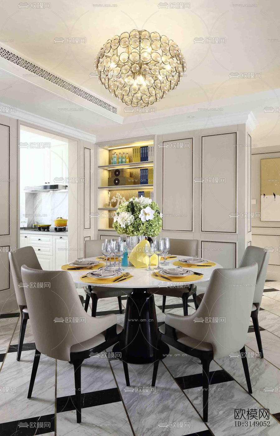 欧式平层效果图下载（渲染图8）