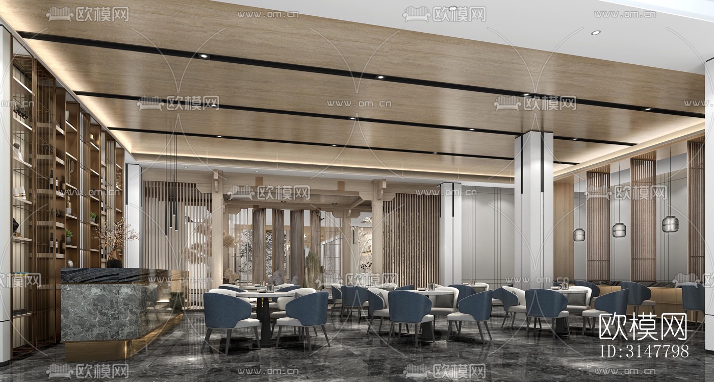 新中式售楼处效果图下载（渲染图4）