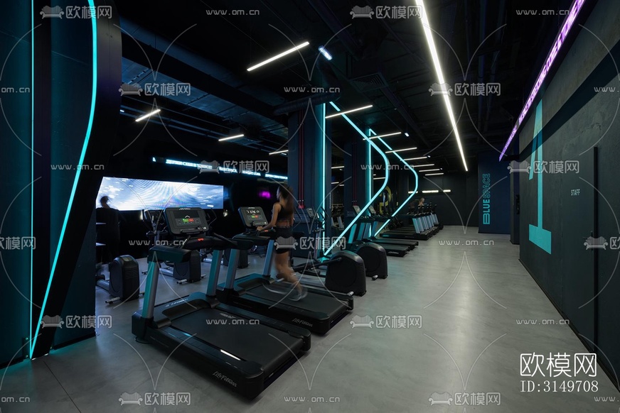 高级灰健身房效果图下载(渲染图3)