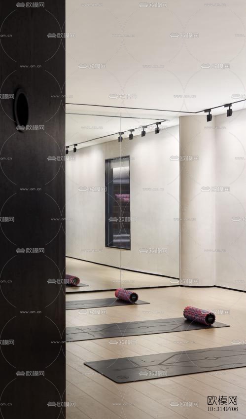 高级灰健身房效果图下载（渲染图7）