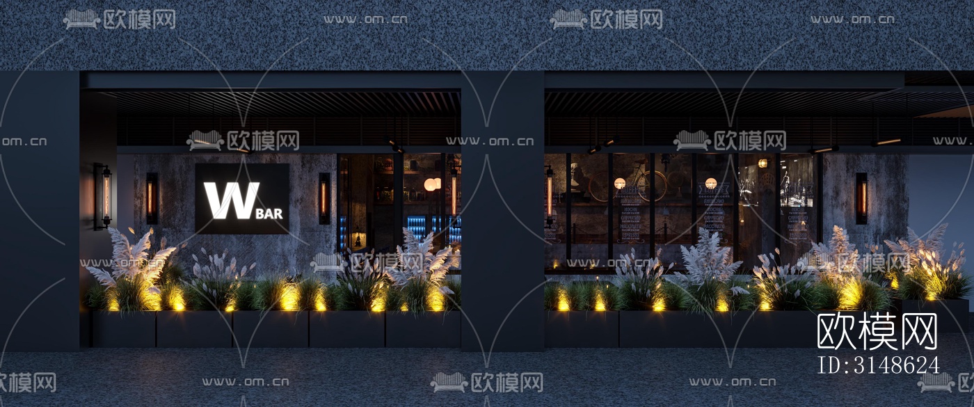 高级灰酒吧效果图下载（渲染图7）