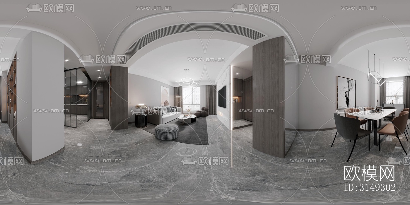 现代平层效果图下载（渲染图2）