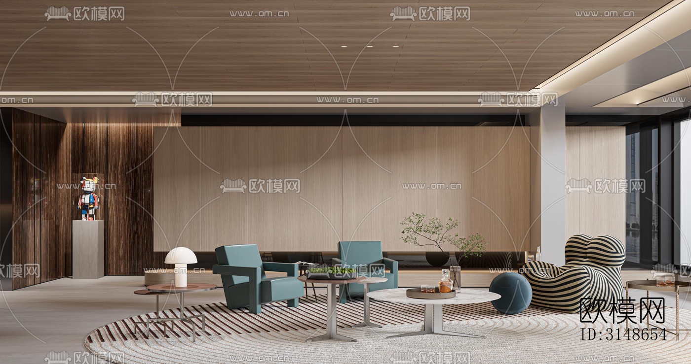 现代大平层效果图下载（渲染图3）