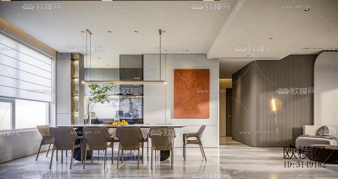 现代平层效果图下载（渲染图3）