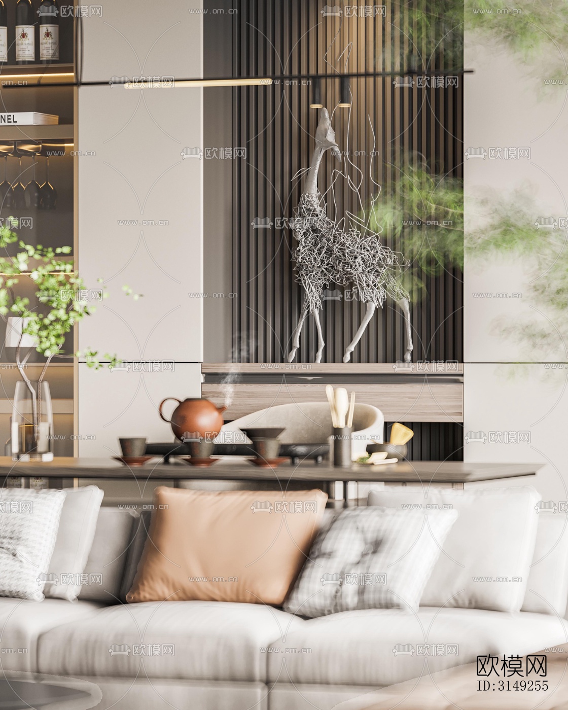 现代平层效果图下载（渲染图9）