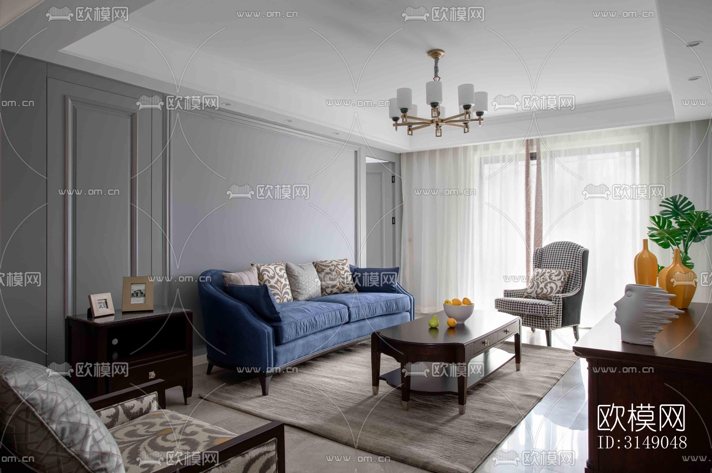 欧式平层效果图下载（渲染图3）