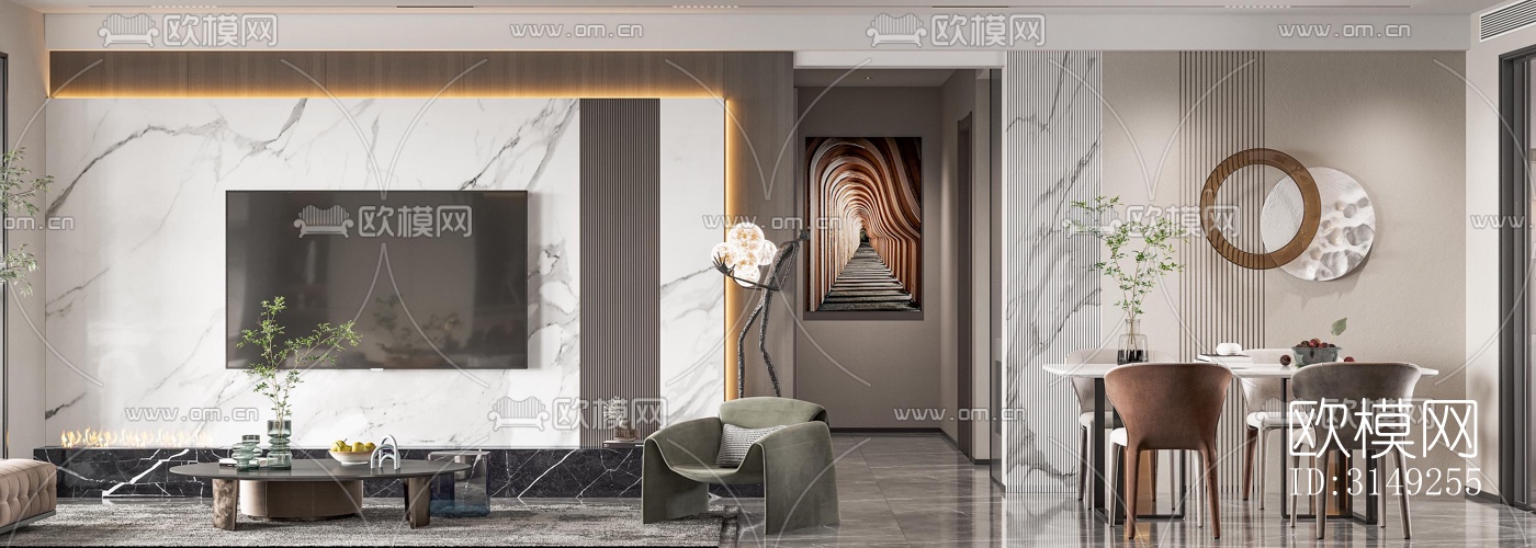 现代平层效果图下载（渲染图2）