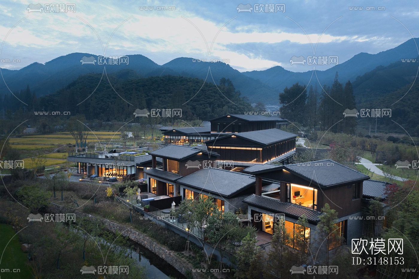 现代酒店民宿效果图下载（渲染图1）