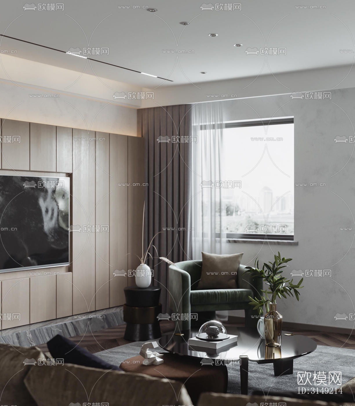 现代平层效果图下载（渲染图3）