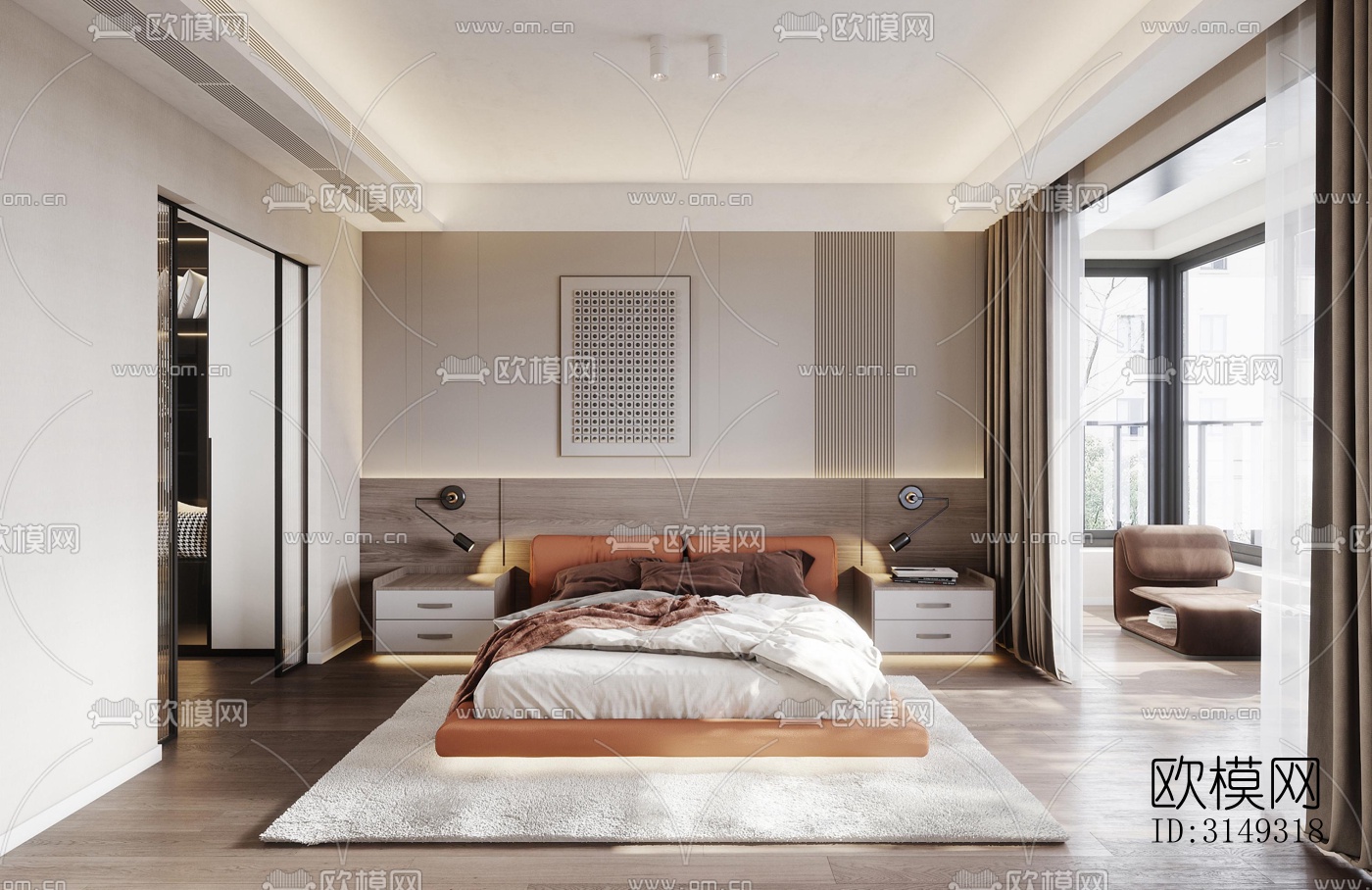 现代平层效果图下载（渲染图9）