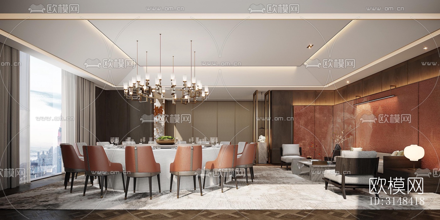 新中式养生会所效果图下载（渲染图2）