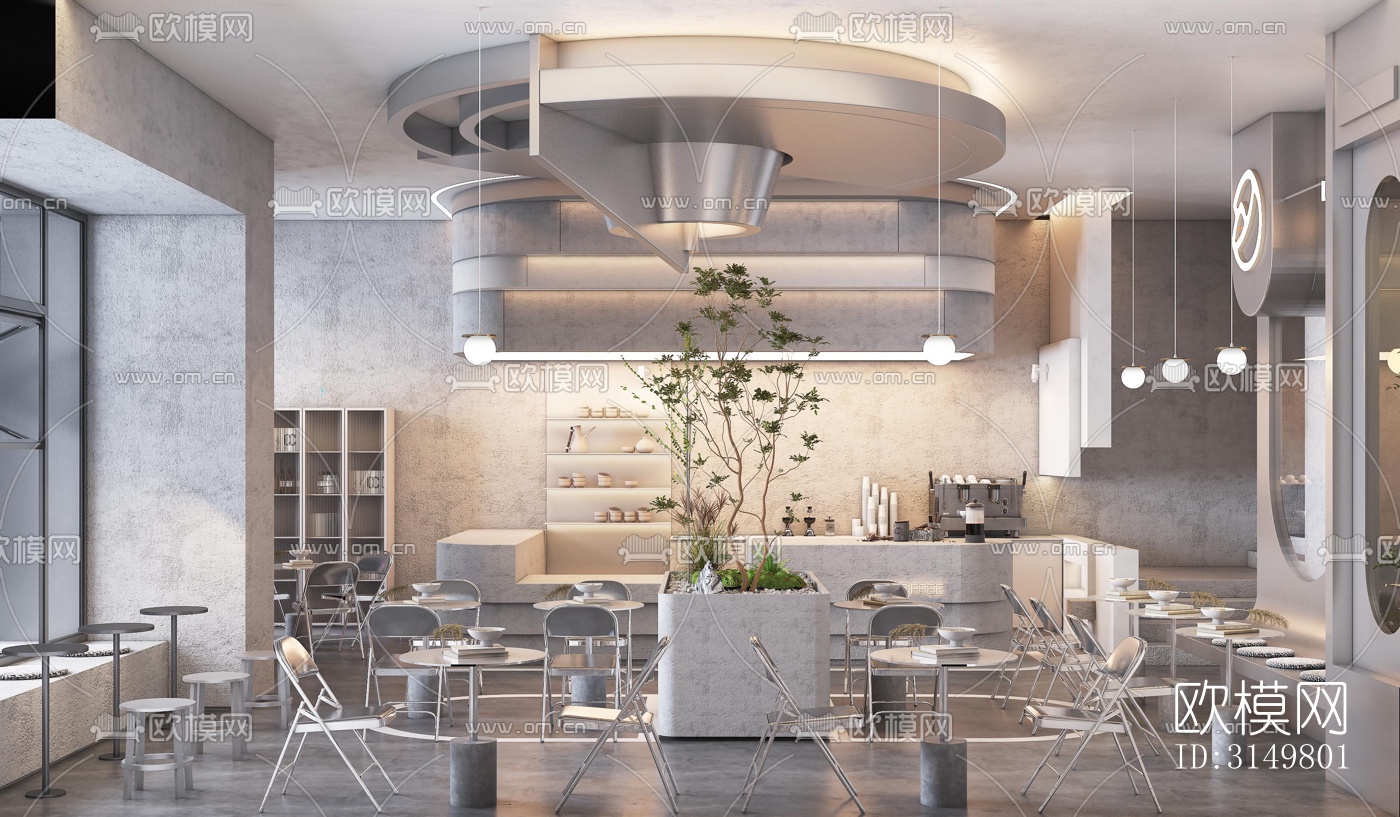 工业风咖啡奶茶效果图下载（渲染图1）