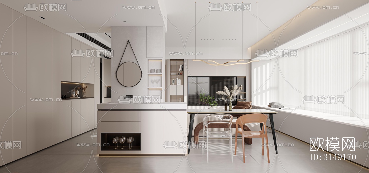 现代平层效果图下载（渲染图8）