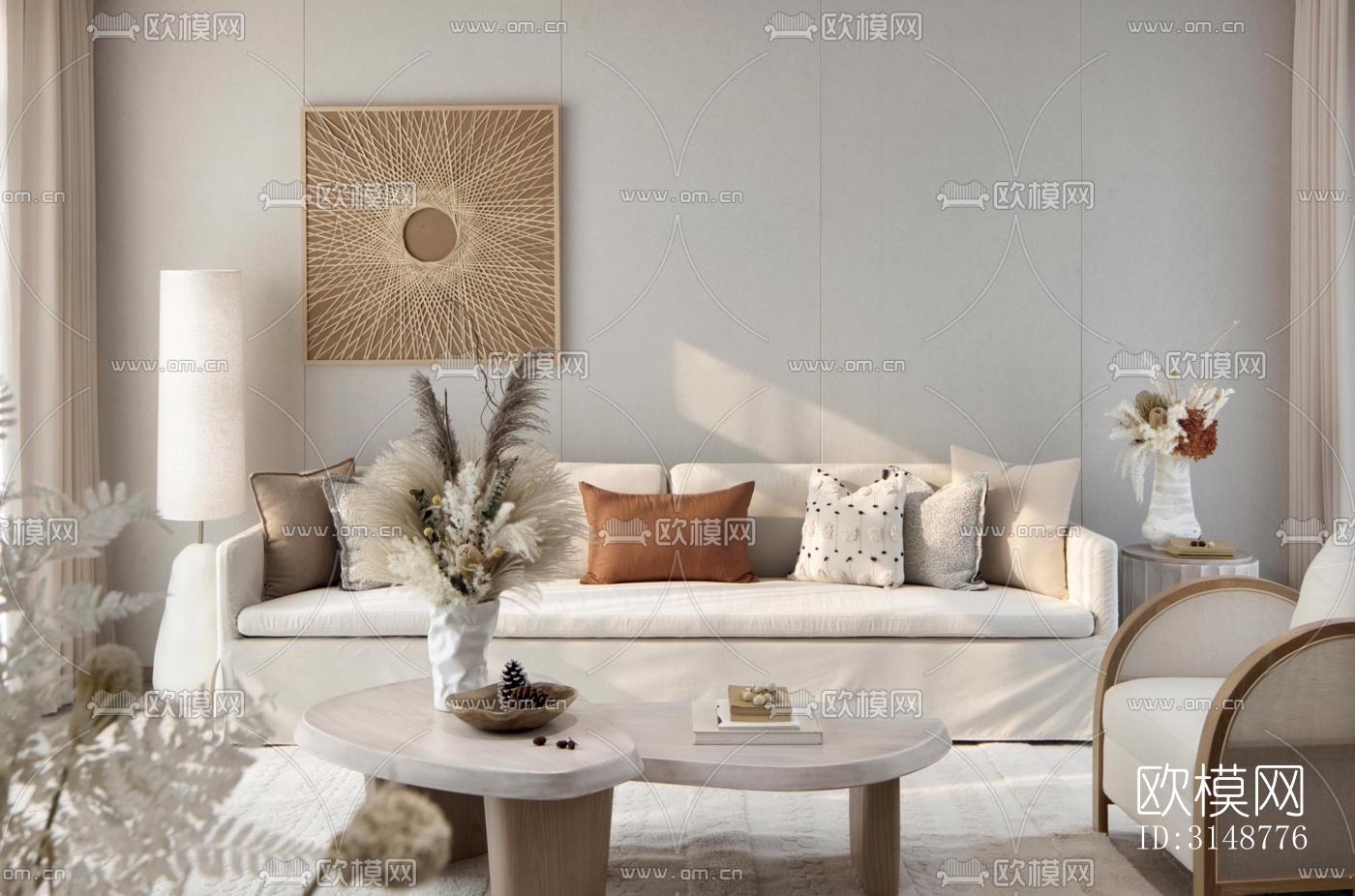 侘寂平层效果图下载（渲染图2）