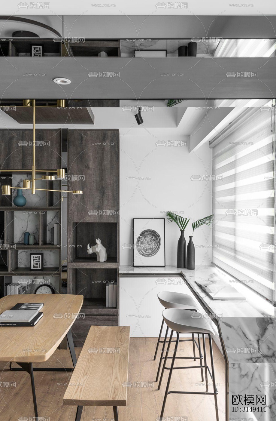 现代平层效果图下载（渲染图11）