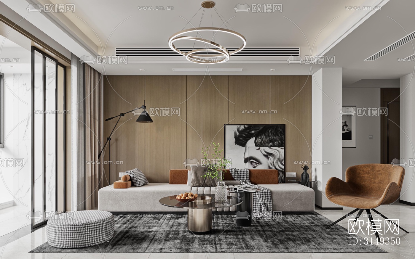 现代平层效果图下载（渲染图8）