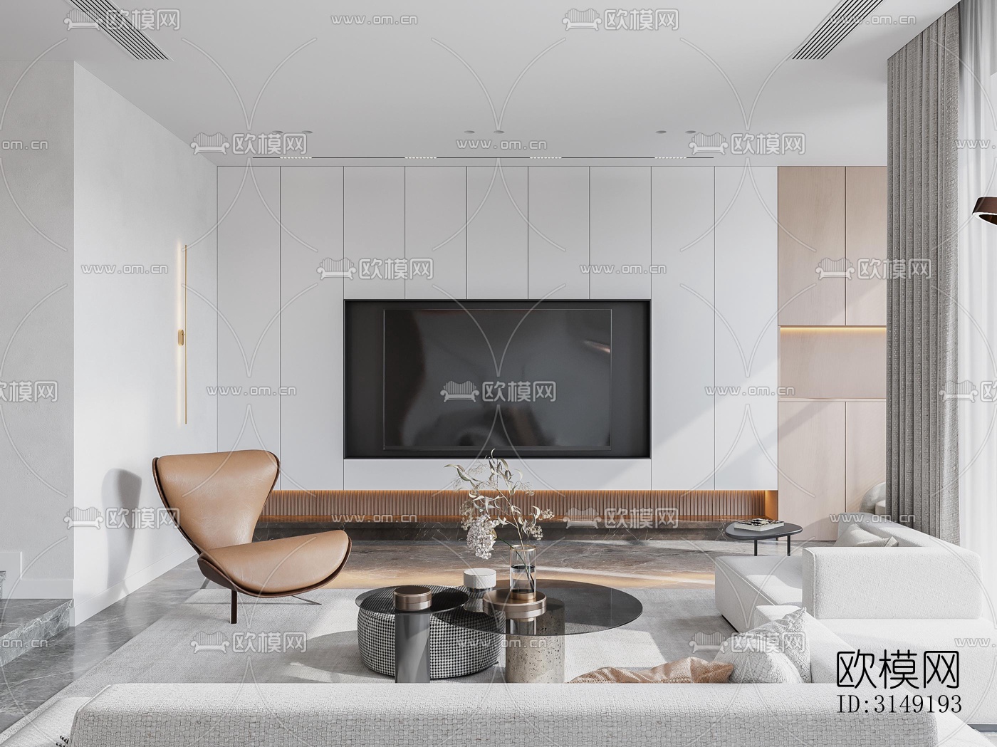 现代平层效果图下载（渲染图6）