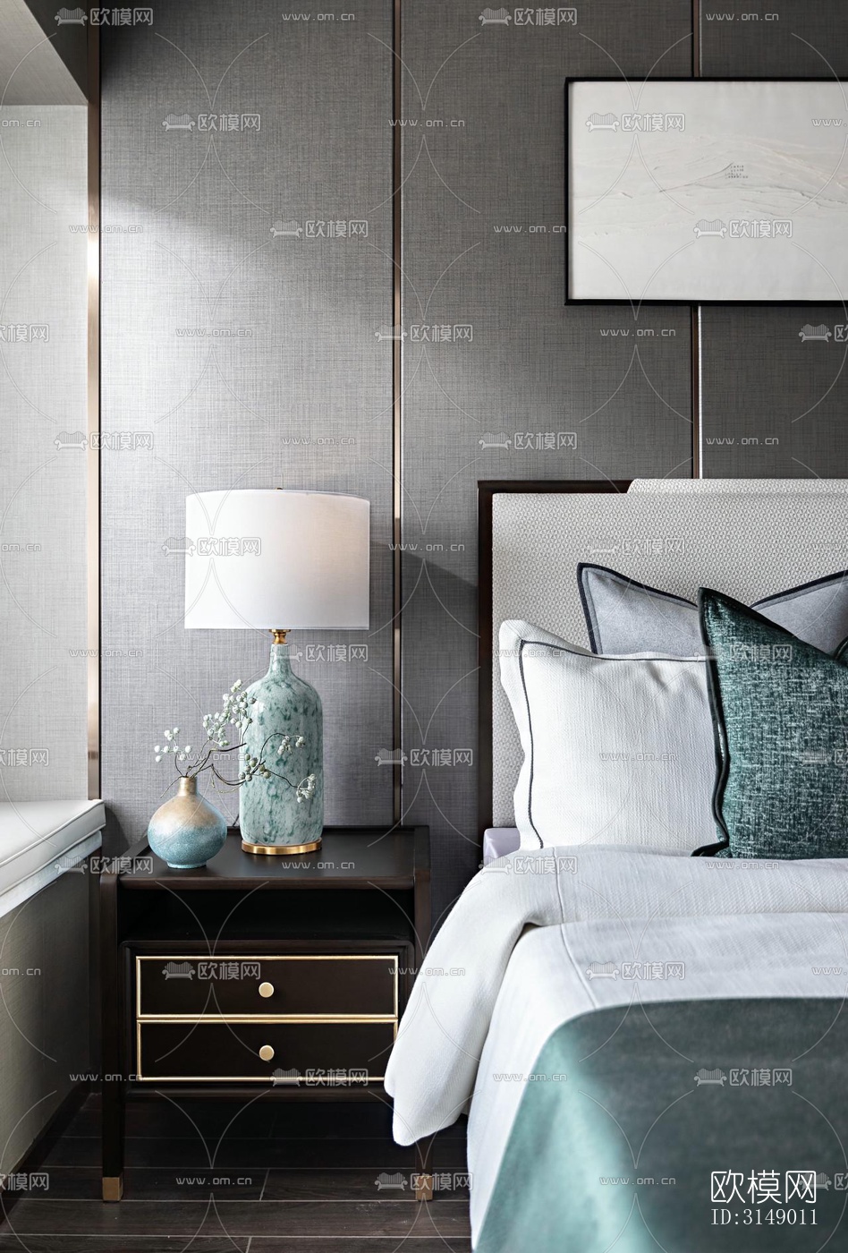 新中式平层效果图下载（渲染图11）