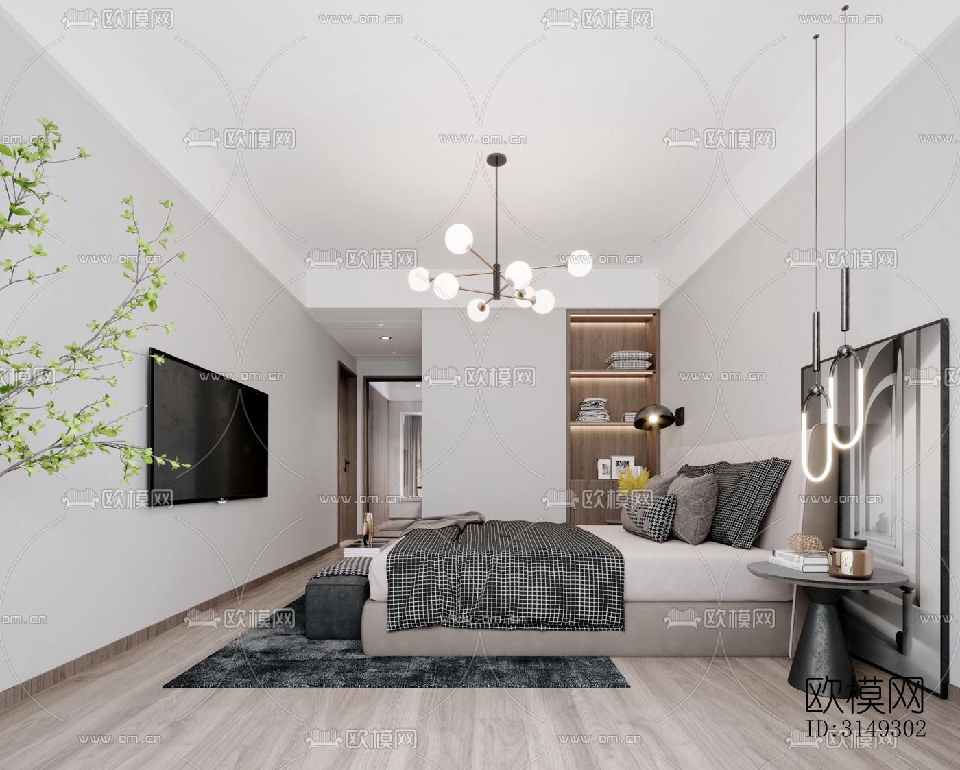 现代平层效果图下载（渲染图16）