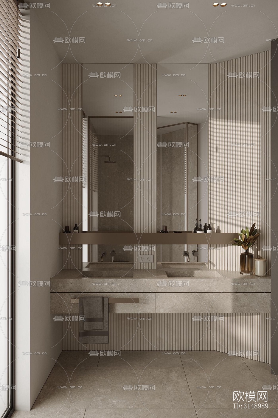 奶油风平层效果图下载（渲染图12）