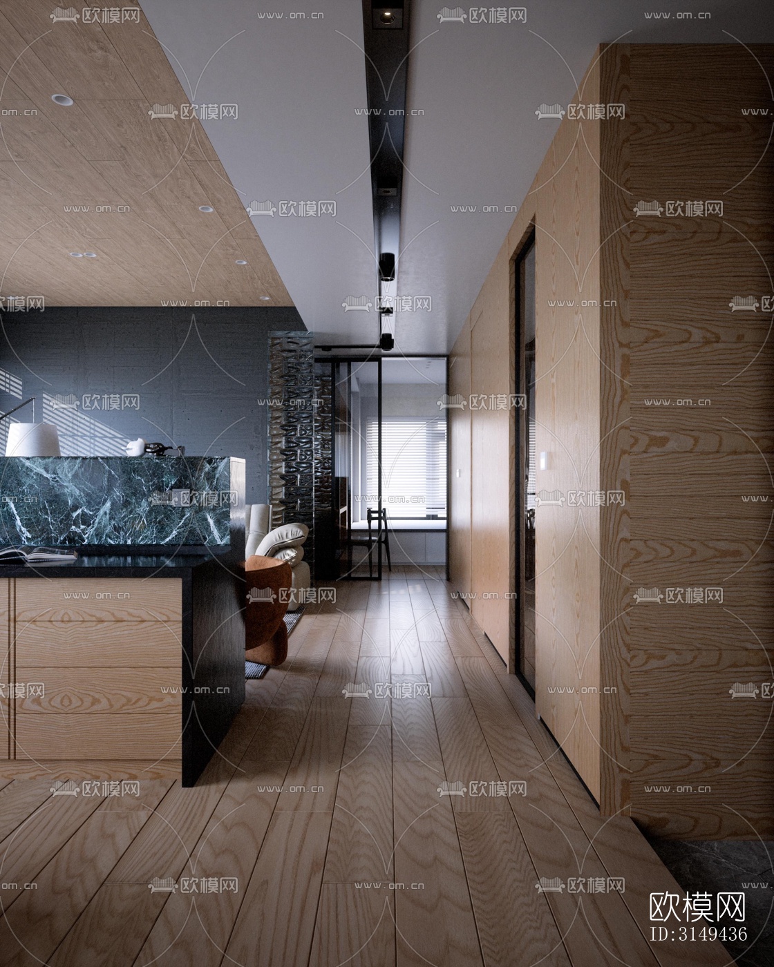 现代平层效果图下载（渲染图4）