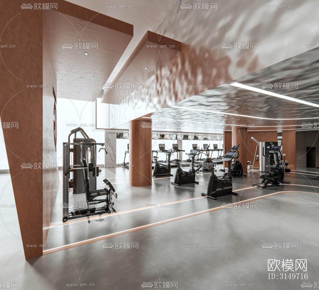 高级灰健身房效果图下载(渲染图2)