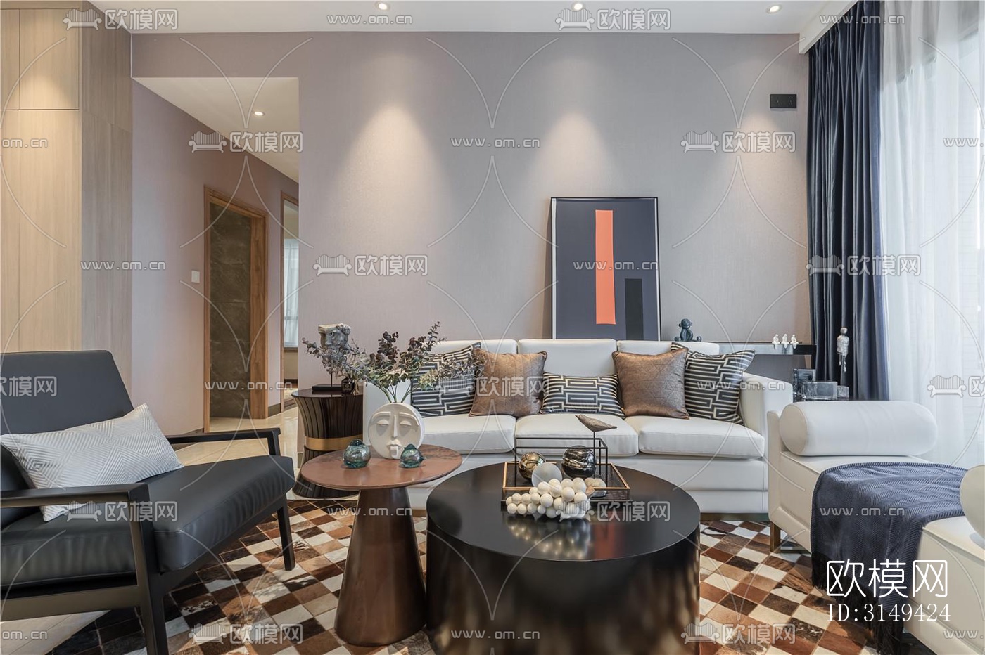 现代平层效果图下载（渲染图2）