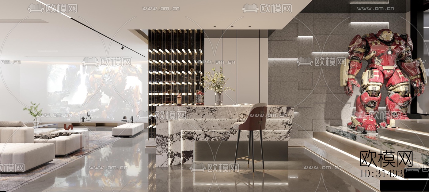 现代平层效果图下载（渲染图2）